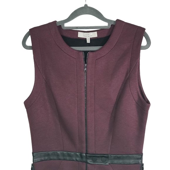 Robert Rodriguez Plumb Neoprene Sleeveless A-Line Dress Front Zip Zip Pockets 10 - Picture 3 of 11